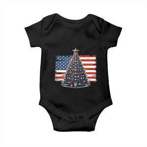 Patriotic American Flag Christmas Baby Onesie TS14 Black Print Your Wear