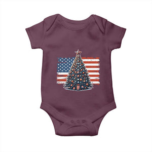 Patriotic American Flag Christmas Baby Onesie TS14 Maroon Print Your Wear