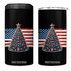 Patriotic American Flag Christmas 4 in 1 Can Cooler Tumbler TS14 One Size: 16 oz Black Print Your Wear
