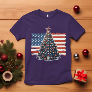 Patriotic American Flag Christmas T Shirt TS14 Purple Print Your Wear