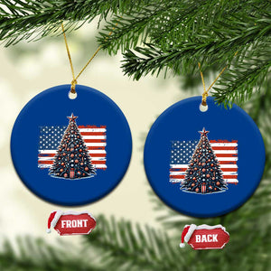 Patriotic American Flag Xmas Ceramic Ornament TS14 1pc Blue Print Your Wear