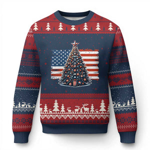 Patriotic American Flag Xmas Ugly Christmas Sweater TS14 Navy Red Print Your Wear