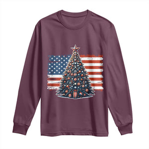 Patriotic American Flag Christmas Long Sleeve Shirt TS14 Maroon Print Your Wear