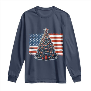 Patriotic American Flag Christmas Long Sleeve Shirt TS14 Navy Print Your Wear