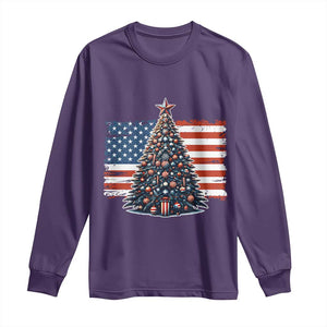 Patriotic American Flag Christmas Long Sleeve Shirt TS14 Purple Print Your Wear