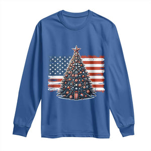 Patriotic American Flag Christmas Long Sleeve Shirt TS14 Royal Blue Print Your Wear