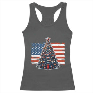 Patriotic American Flag Christmas Racerback Tank Top TS14 Dark Heather Print Your Wear