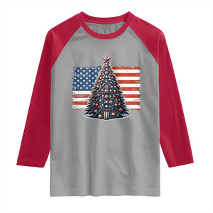 Patriotic American Flag Christmas Raglan Shirt TS14 Sport Gray Red Print Your Wear