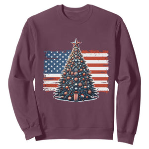 Patriotic American Flag Christmas Sweatshirt TS14 Maroon Print Your Wear