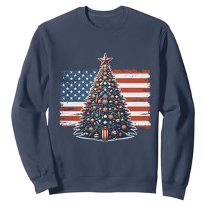 Patriotic American Flag Christmas Sweatshirt TS14 Navy Print Your Wear