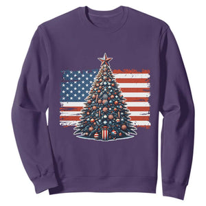 Patriotic American Flag Christmas Sweatshirt TS14 Purple Print Your Wear