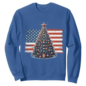Patriotic American Flag Christmas Sweatshirt TS14 Royal Blue Print Your Wear