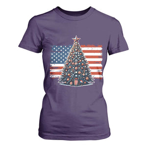 Patriotic American Flag Christmas T Shirt For Women TS14 Purple Print Your Wear