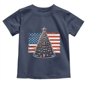 Patriotic American Flag Christmas Toddler T Shirt TS14 Navy Print Your Wear