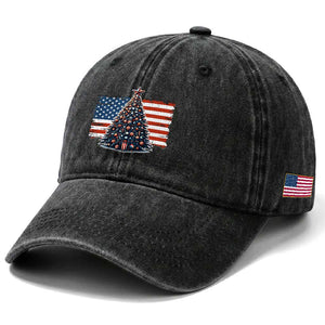 Patriotic American Flag Christmas Washed Cotton Baseball Cap TS14 Print Your Wear