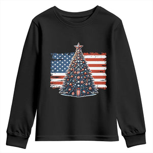 Patriotic American Flag Christmas Youth Sweatshirt TS14 Black Print Your Wear