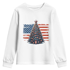 Patriotic American Flag Christmas Youth Sweatshirt TS14 White Print Your Wear