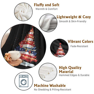 Christmas Tree American Flag Patriotic Throw Blanket TS14 Print Your Wear