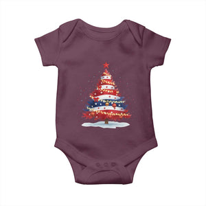Christmas Tree American Flag Patriotic Baby Onesie TS14 Maroon Print Your Wear