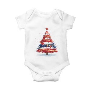 Christmas Tree American Flag Patriotic Baby Onesie TS14 White Print Your Wear