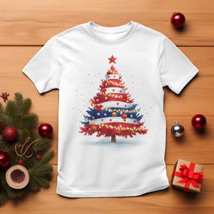 Christmas Tree American Flag Patriotic T Shirt TS14 White Print Your Wear