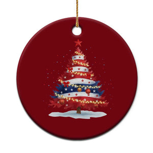Xmas Tree American Flag Patriotic Ceramic Ornament TS14 1pc Red Print Your Wear