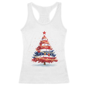 Christmas Tree American Flag Patriotic Racerback Tank Top TS14 White Print Your Wear