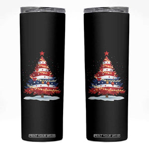 Christmas Tree American Flag Patriotic Skinny Tumbler TS14 Black Print Your Wear