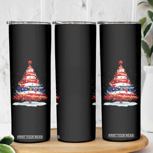 Christmas Tree American Flag Patriotic Skinny Tumbler TS14 Print Your Wear