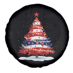Christmas Tree American Flag Patriotic Spare Tire Cover TS14 Print Your Wear