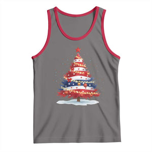 Christmas Tree American Flag Patriotic Tank Top TS14 Deep Heather Red Print Your Wear