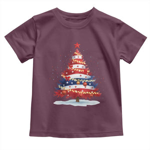 Christmas Tree American Flag Patriotic Toddler T Shirt TS14 Maroon Print Your Wear