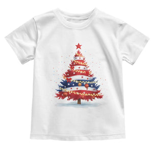Christmas Tree American Flag Patriotic Toddler T Shirt TS14 White Print Your Wear