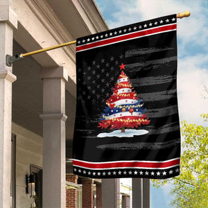 Christmas Tree American Flag Patriotic Garden Flag TS14 Distressed Black Red Print Your Wear