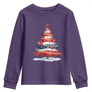 Christmas Tree American Flag Patriotic Youth Sweatshirt TS14 Purple Print Your Wear