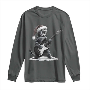 Funny Cat Guitar Long Sleeve Shirt Rock and Roll Christmas TS14 Dark Heather Print Your Wear