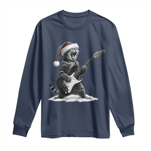 Funny Cat Guitar Long Sleeve Shirt Rock and Roll Christmas TS14 Navy Print Your Wear