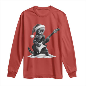 Funny Cat Guitar Long Sleeve Shirt Rock and Roll Christmas TS14 Red Print Your Wear