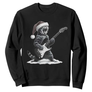 Funny Cat Guitar Sweatshirt Rock and Roll Christmas TS14 Black Print Your Wear