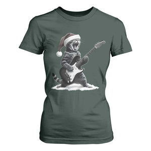 Funny Cat Guitar T Shirt For Women Rock and Roll Christmas TS14 Dark Forest Green Print Your Wear
