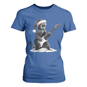 Funny Cat Guitar T Shirt For Women Rock and Roll Christmas TS14 Royal Blue Print Your Wear