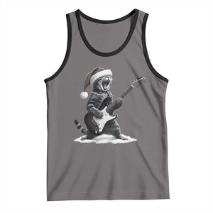 Funny Cat Guitar Tank Top Rock and Roll Christmas TS14 Deep Heather Black Print Your Wear