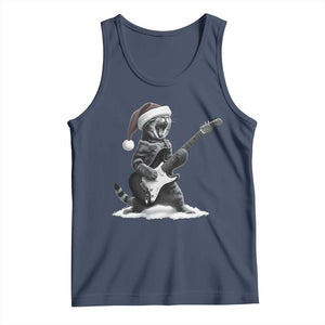 Funny Cat Guitar Tank Top Rock and Roll Christmas TS14 Navy Print Your Wear