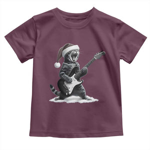 Funny Cat Guitar Toddler T Shirt Rock and Roll Christmas TS14 Maroon Print Your Wear