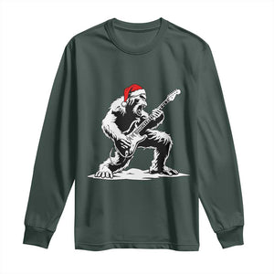 Funny Bigfoot Guitar Long Sleeve Shirt Rock and Roll Christmas TS14 Dark Forest Green Print Your Wear