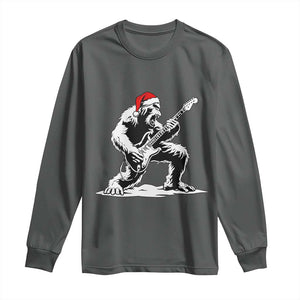 Funny Bigfoot Guitar Long Sleeve Shirt Rock and Roll Christmas TS14 Dark Heather Print Your Wear