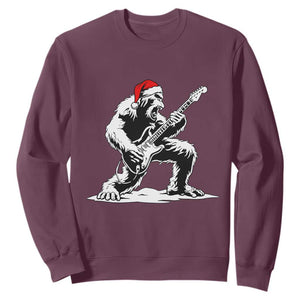 Funny Bigfoot Guitar Sweatshirt Rock and Roll Christmas TS14 Maroon Print Your Wear