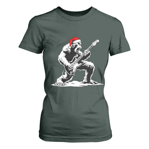 Funny Bigfoot Guitar T Shirt For Women Rock and Roll Christmas TS14 Dark Forest Green Print Your Wear