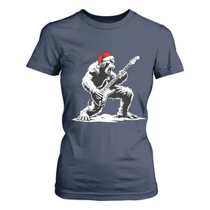 Funny Bigfoot Guitar T Shirt For Women Rock and Roll Christmas TS14 Navy Print Your Wear
