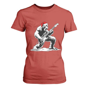 Funny Bigfoot Guitar T Shirt For Women Rock and Roll Christmas TS14 Red Print Your Wear